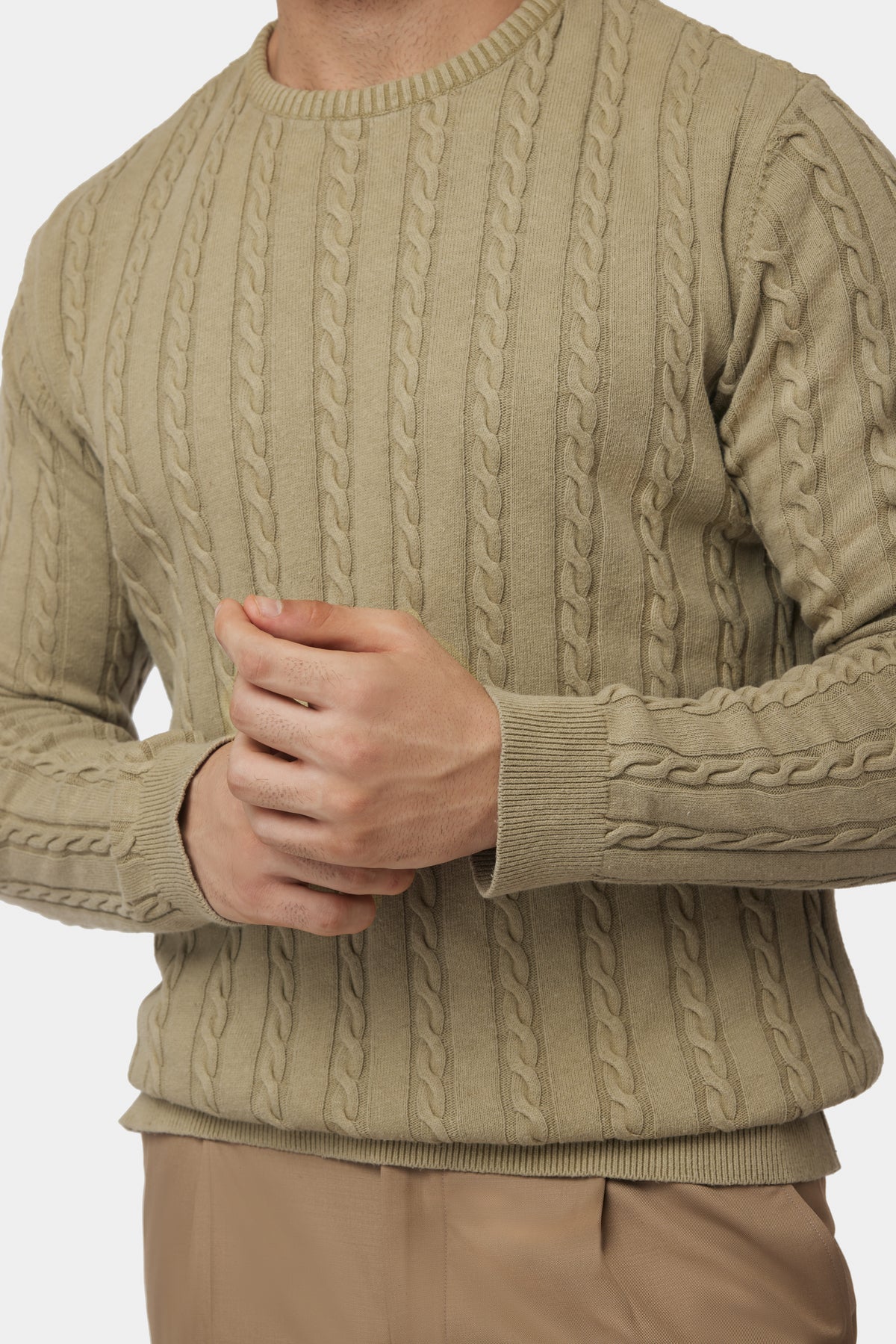 Military Green Cable-knit GC Sweater
