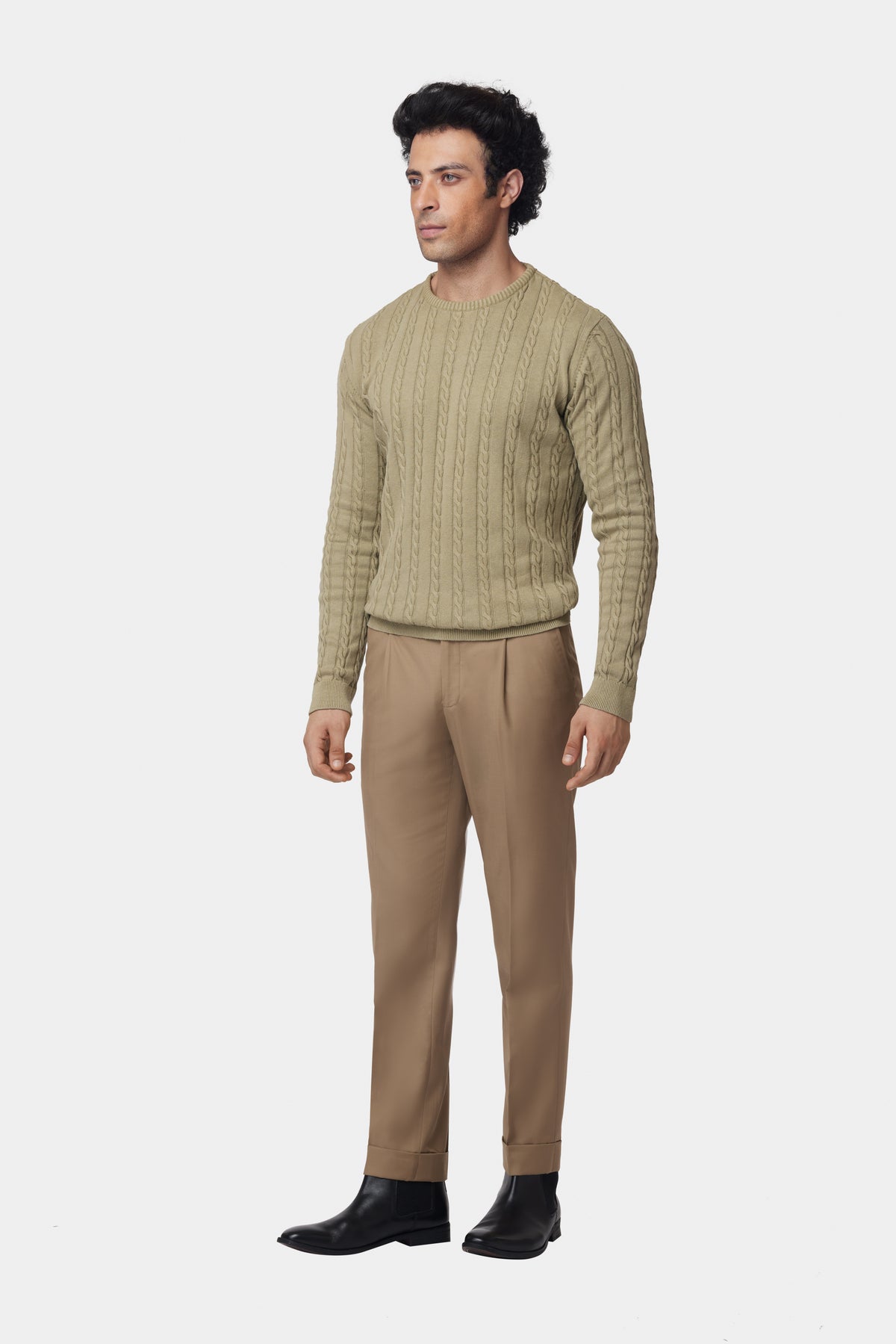 Military Green Cable-knit GC Sweater