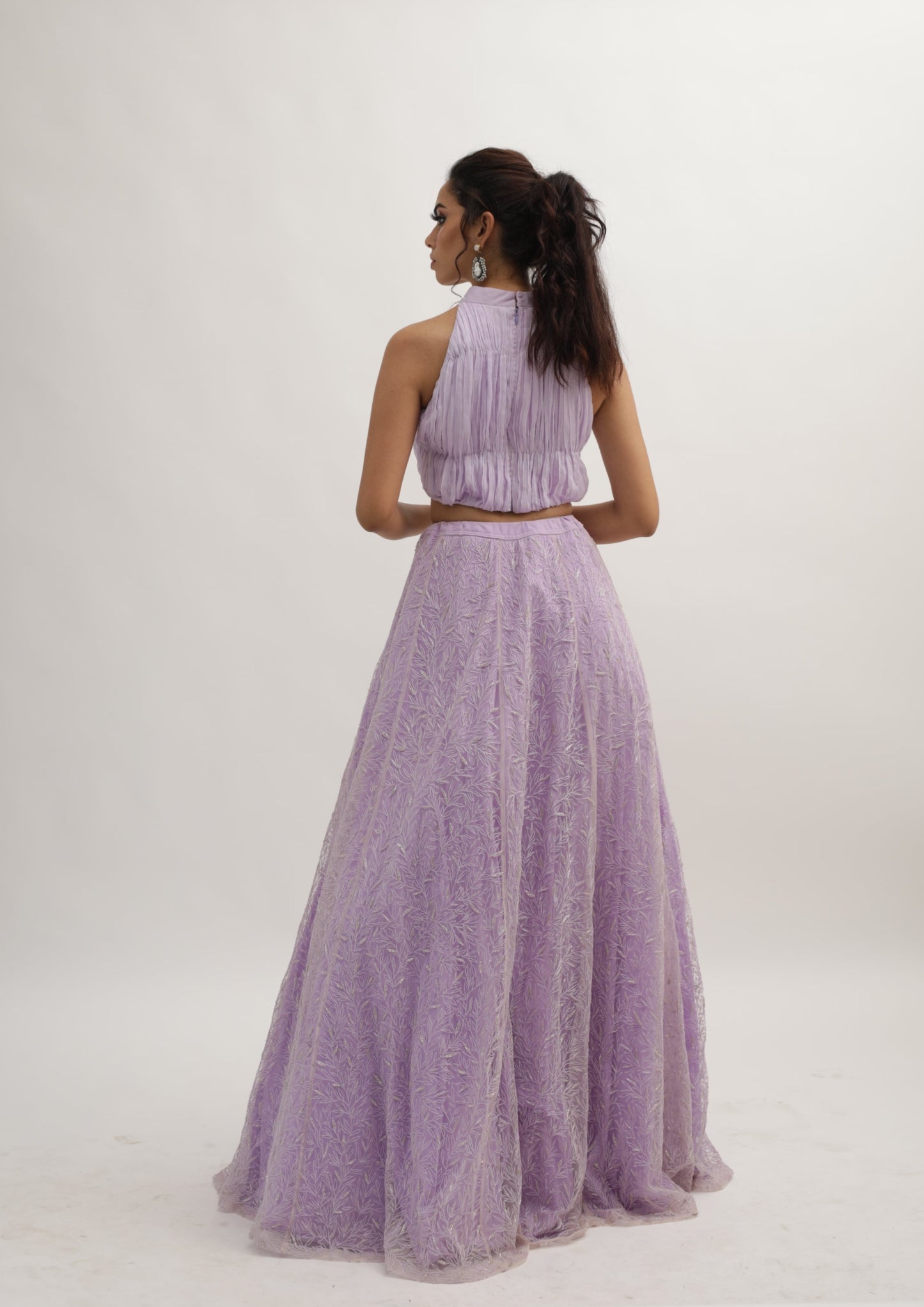 Lavendula Pleated Top with Embroidered Skirt