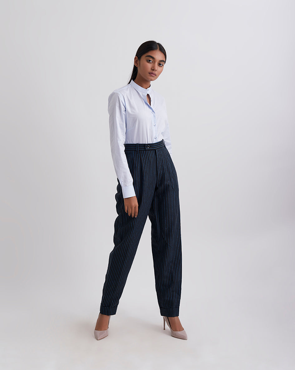Girl Boss Blue Black Stripe Pants