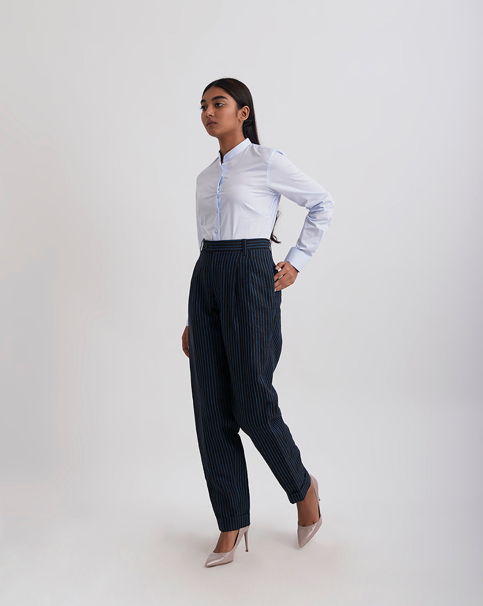 Girl Boss Blue Black Stripe Pants
