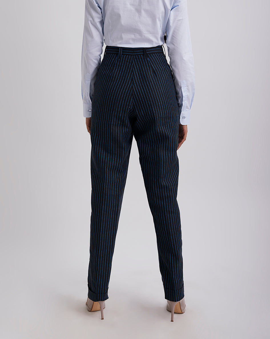Girl Boss Blue Black Stripe Pants