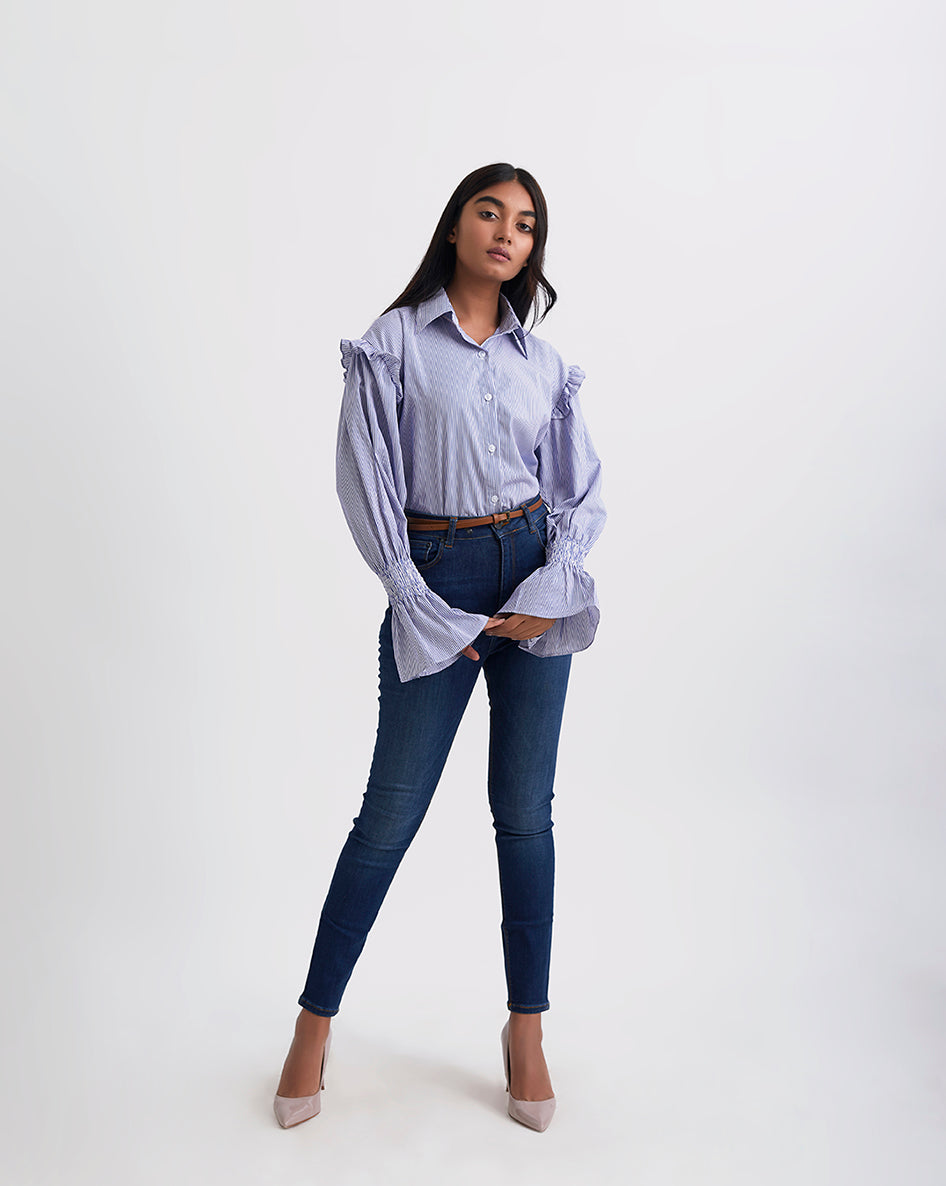 Caught Your Eye Ruffled Stripe Shirt