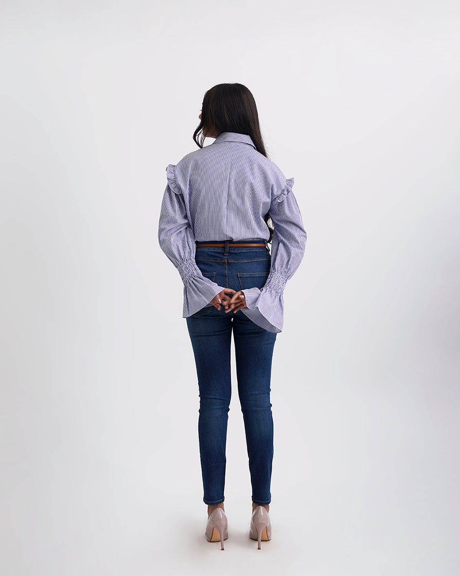 Caught Your Eye Ruffled Stripe Shirt