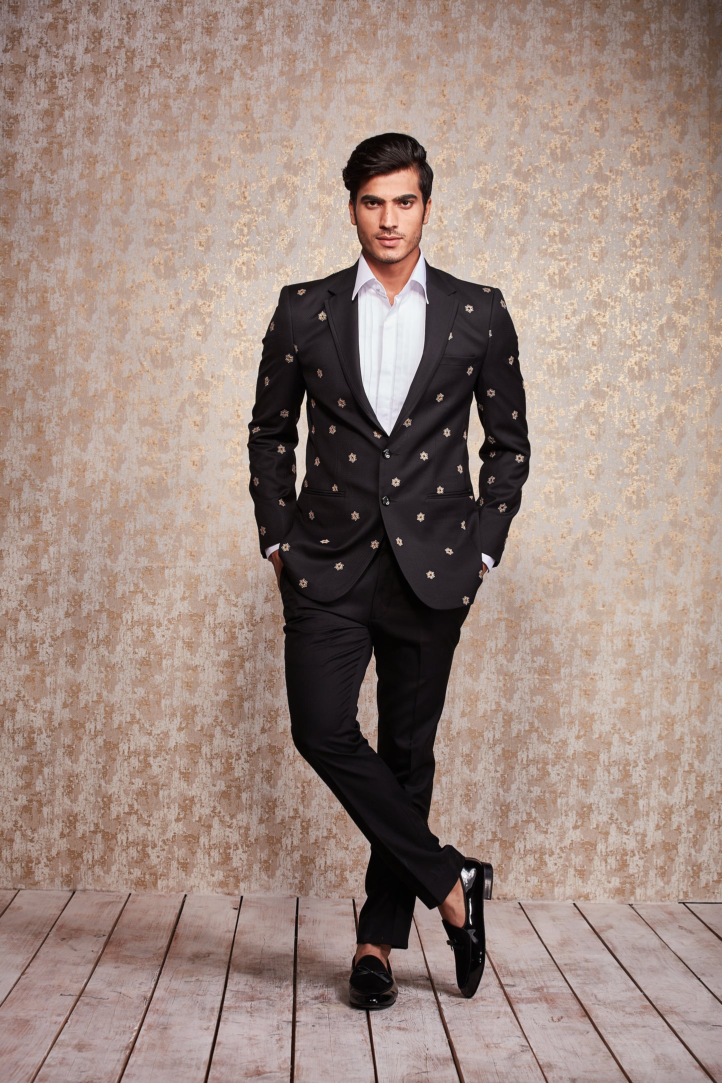 Micro Dot 3 Pc Notch Lapel Tuxedo