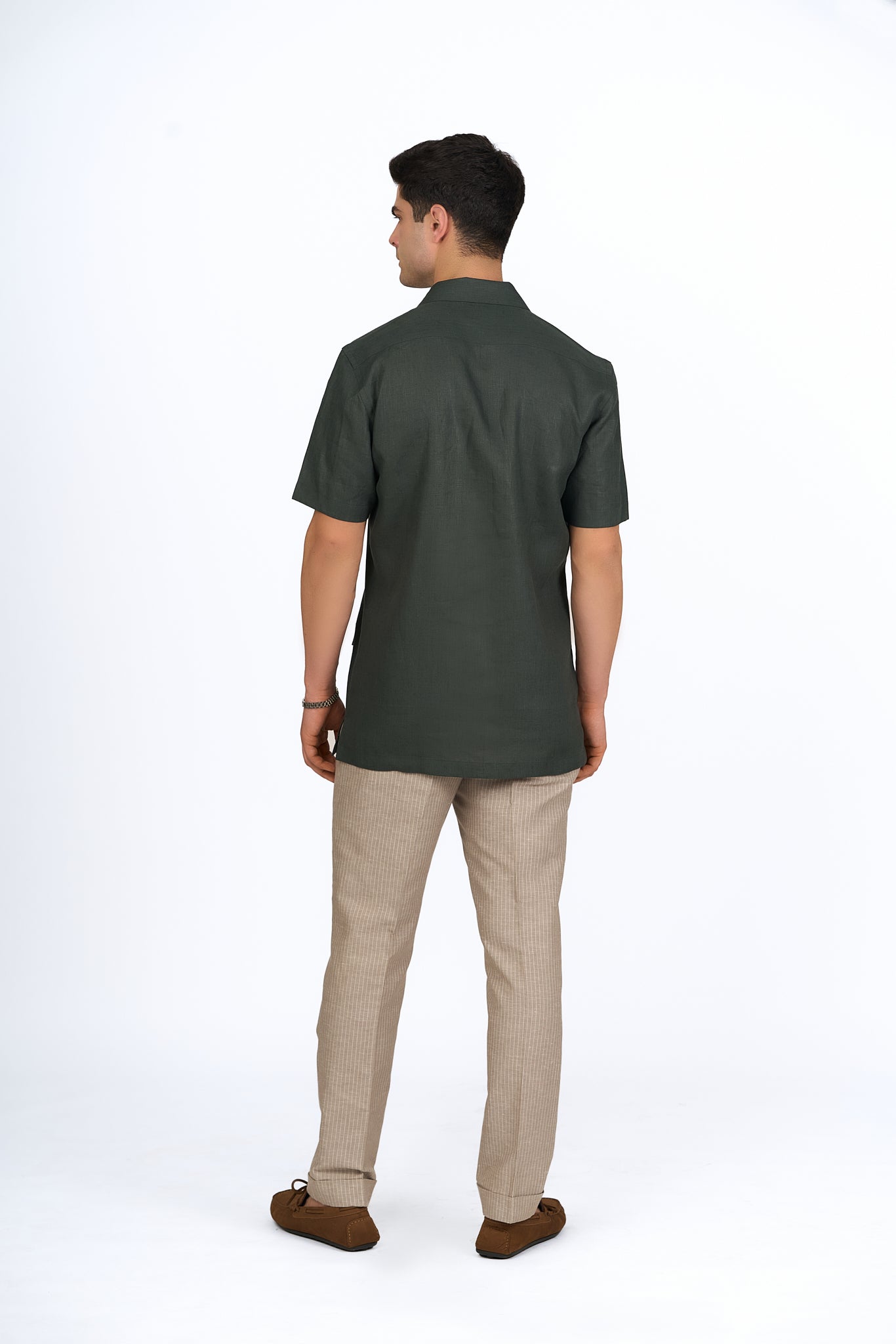 Deep Olive Linen Utility Shirt