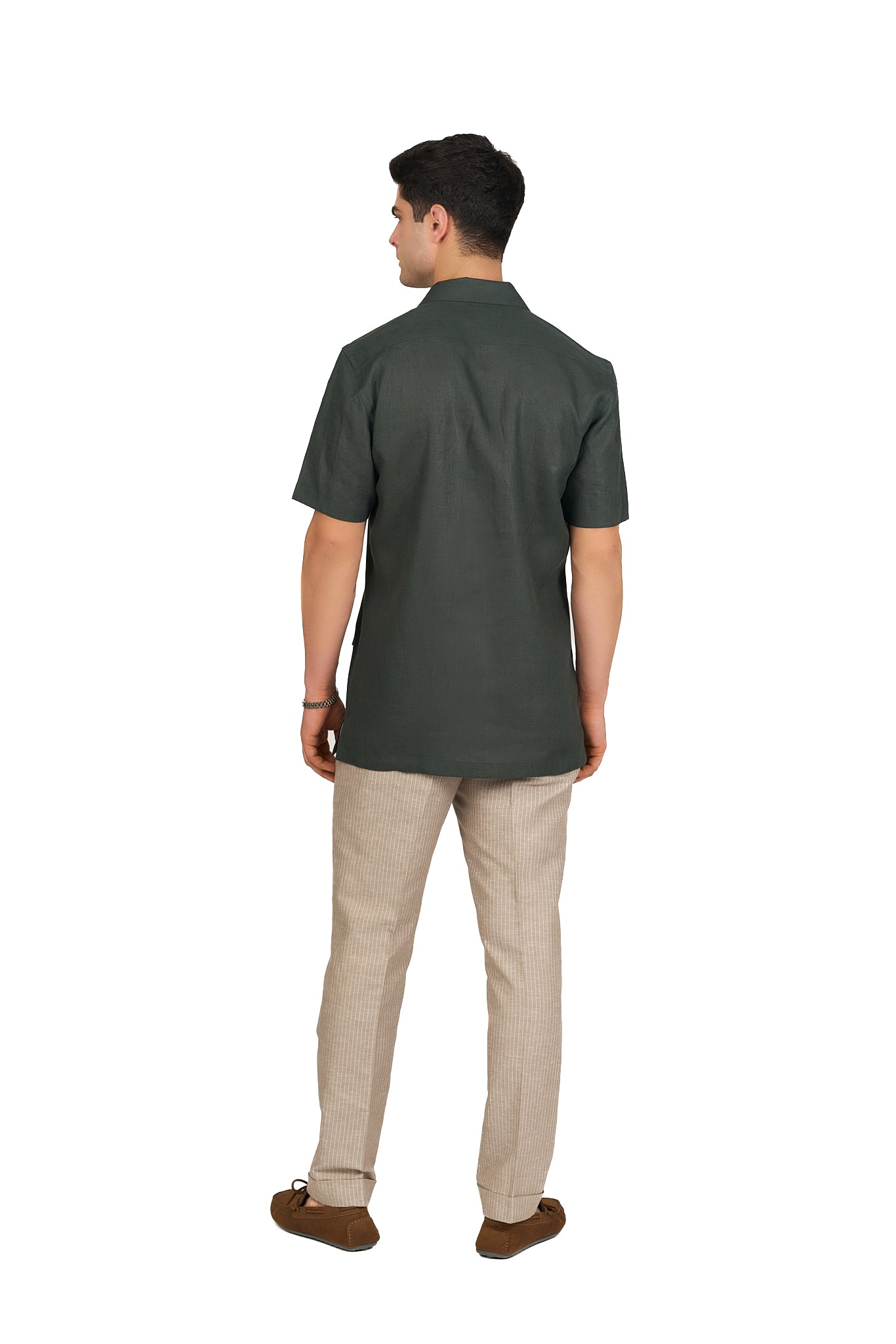 Deep Olive Linen Utility Shirt