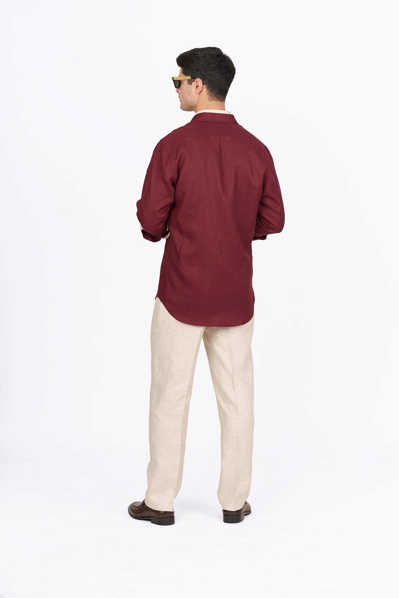 Burgundy Linen Overshirt