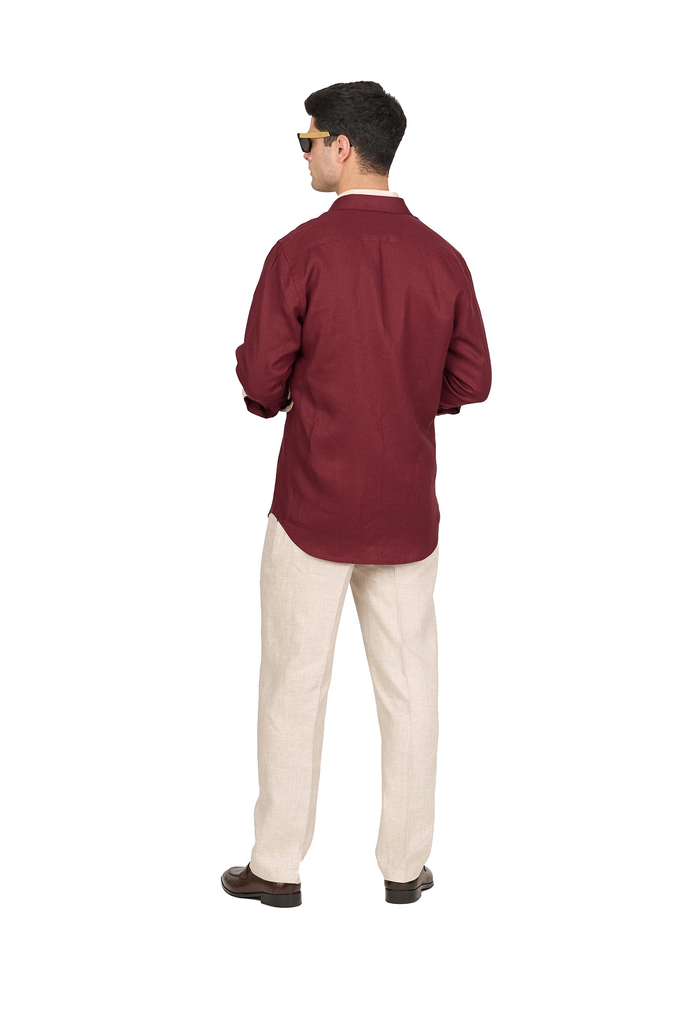 Burgundy Linen Overshirt
