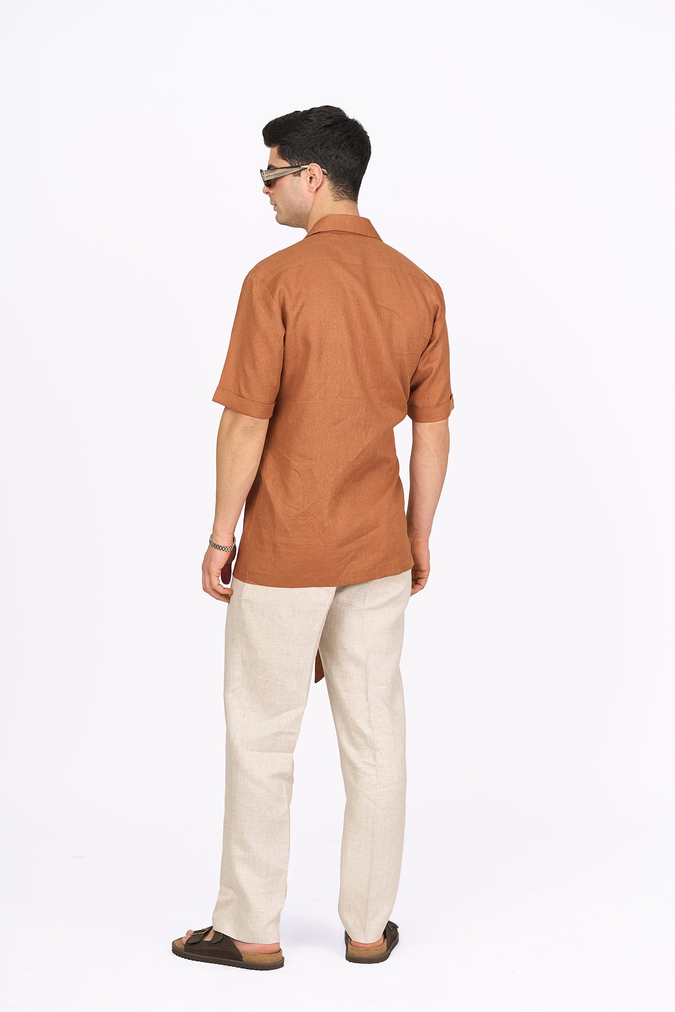 Rust Linen Wrap Shirt
