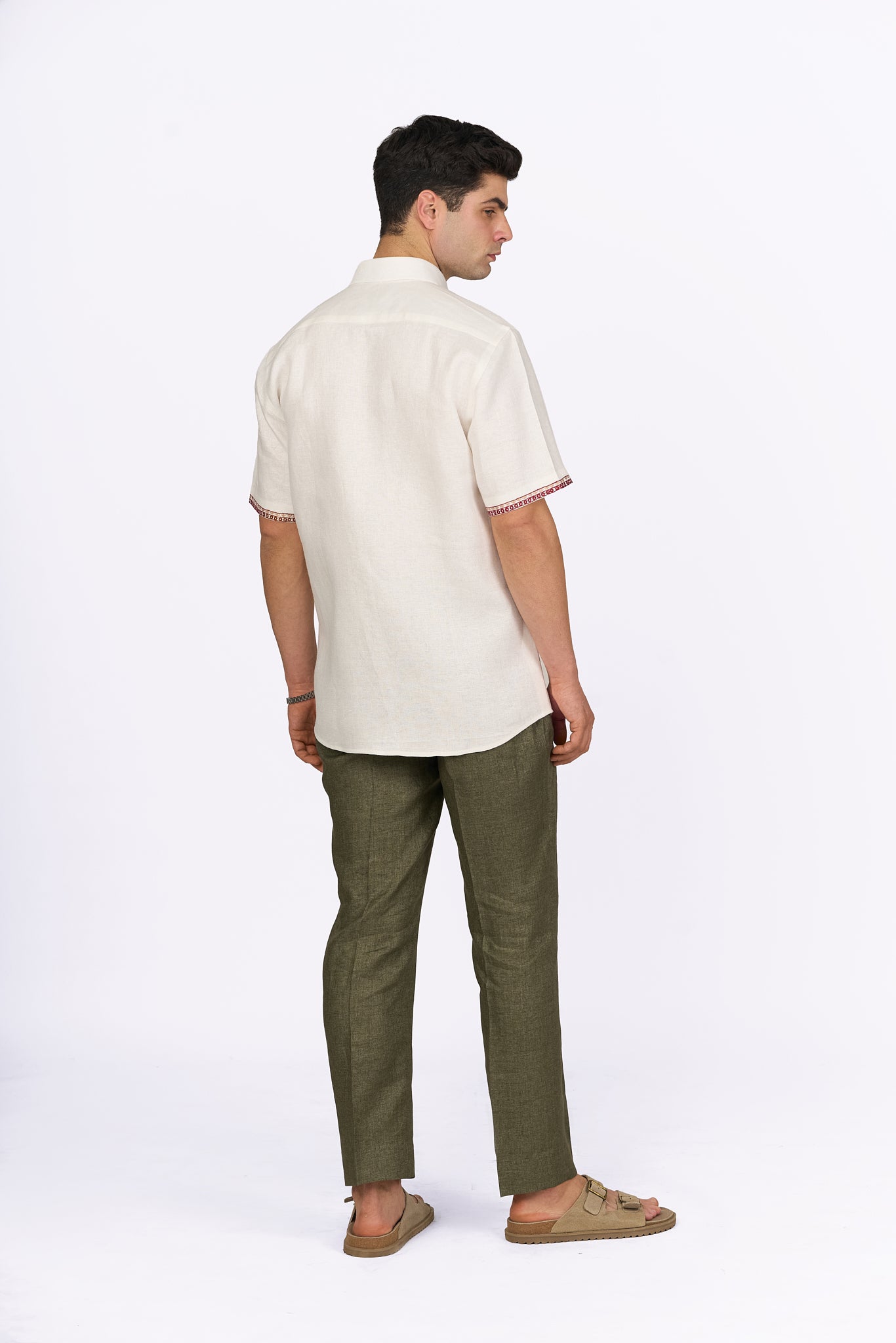 Ivory Linen Embroidered Shirt
