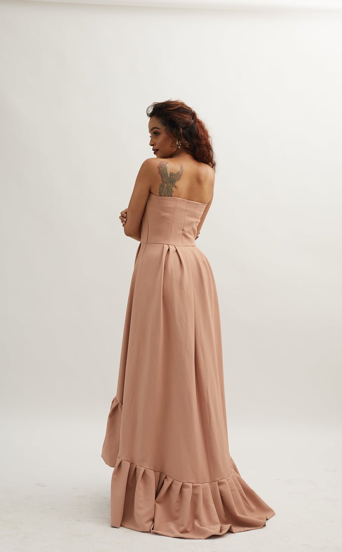 Caramel Ruffle Tube Dress