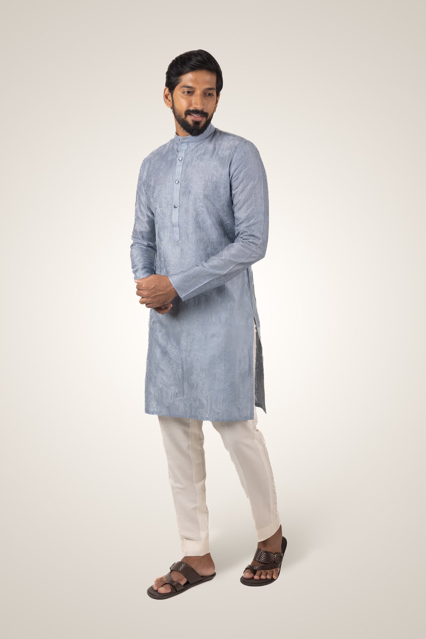 Gatsby Essential Embroidered Kurta (W.Blue)