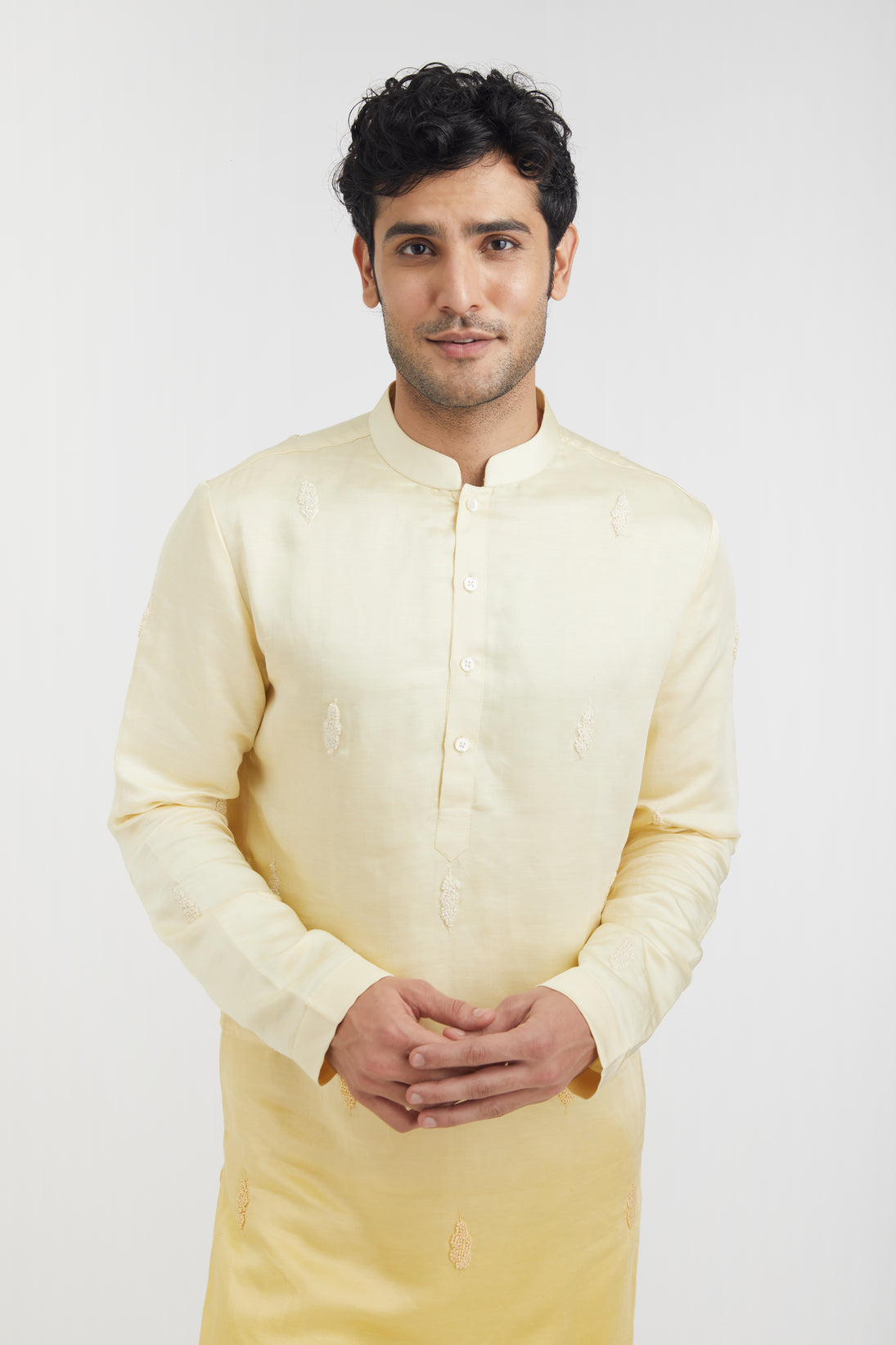 Ombre French knot Embroidered Short Kurta