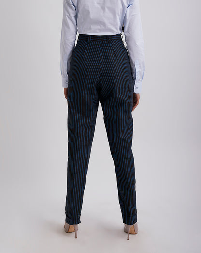 Girl Boss Blue Black Stripe Pants