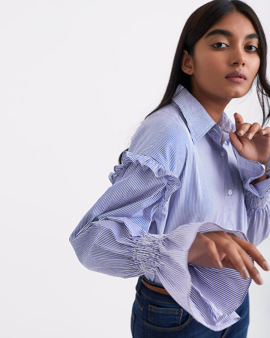 Caught Your Eye Ruffled Stripe Shirt