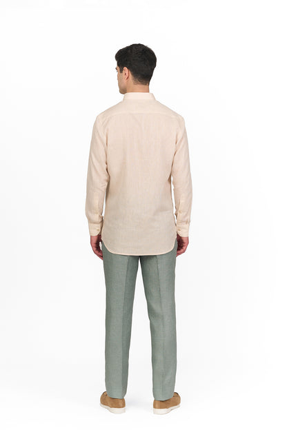 Beige Linen Button-Down Shirt