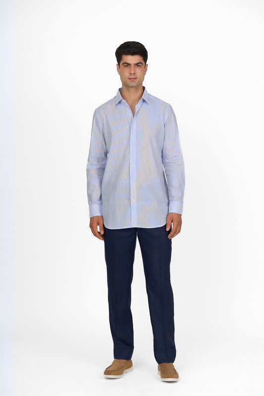 Light Blue Striped Linen Shirt