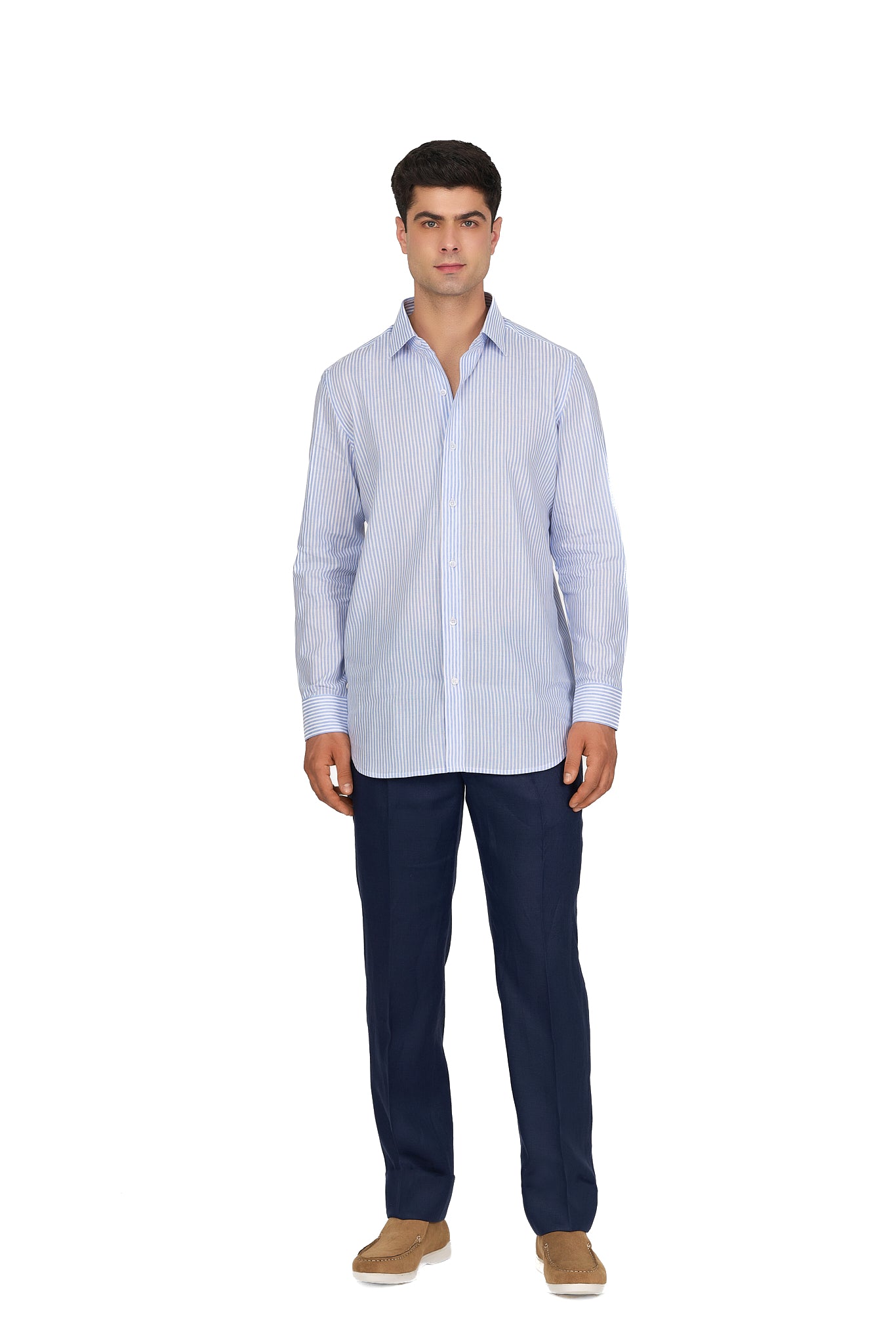 Light Blue Striped Linen Shirt