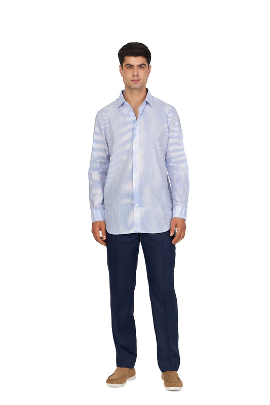 Light Blue Striped Linen Shirt
