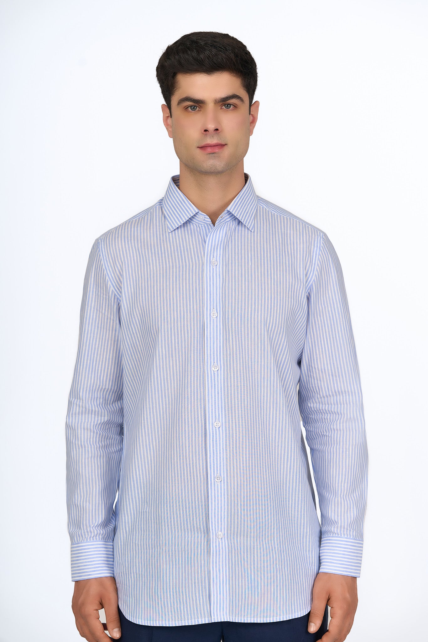 Light Blue Striped Linen Shirt
