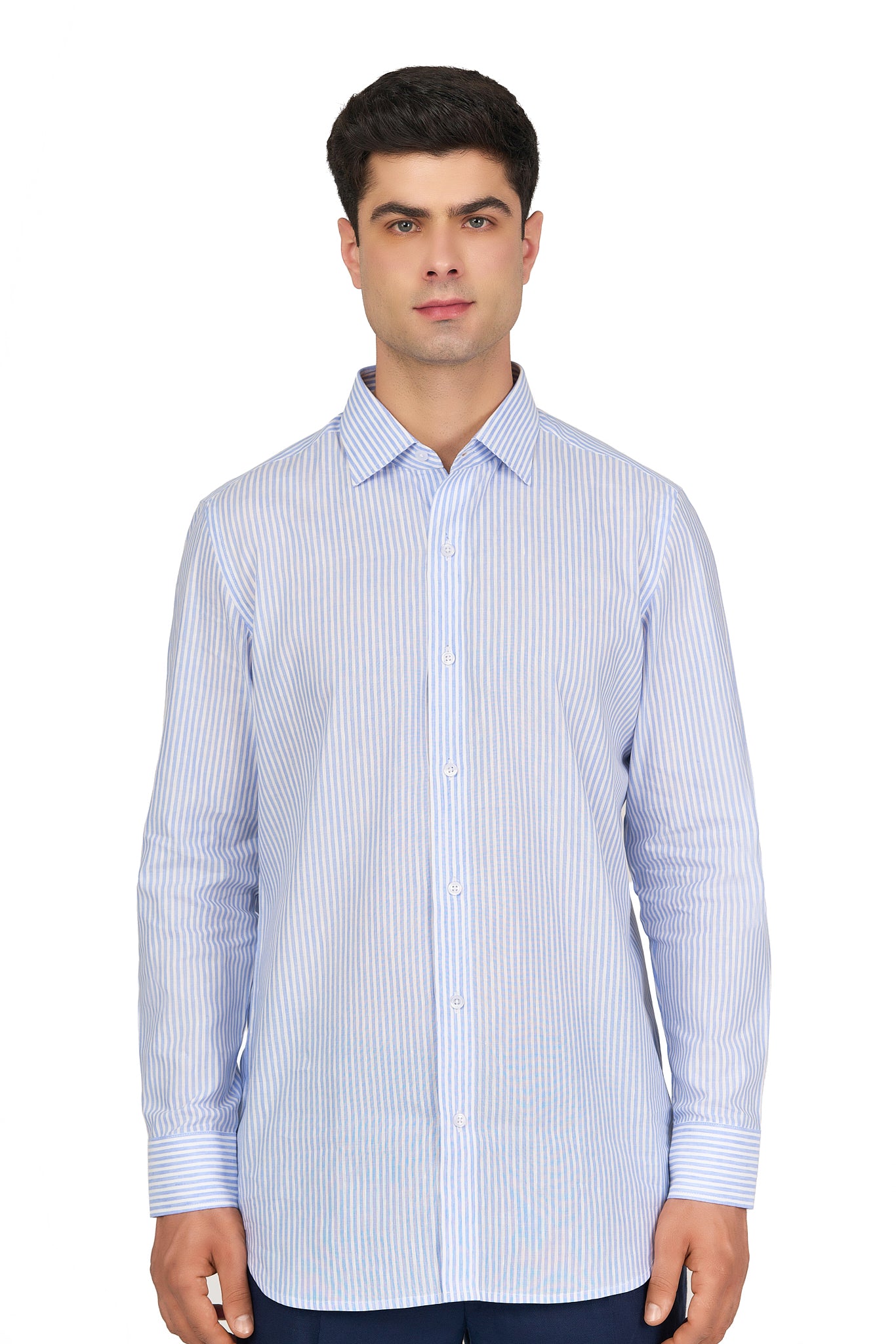 Light Blue Striped Linen Shirt