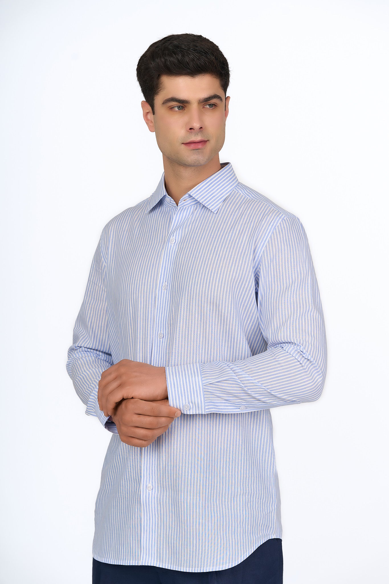 Light Blue Striped Linen Shirt