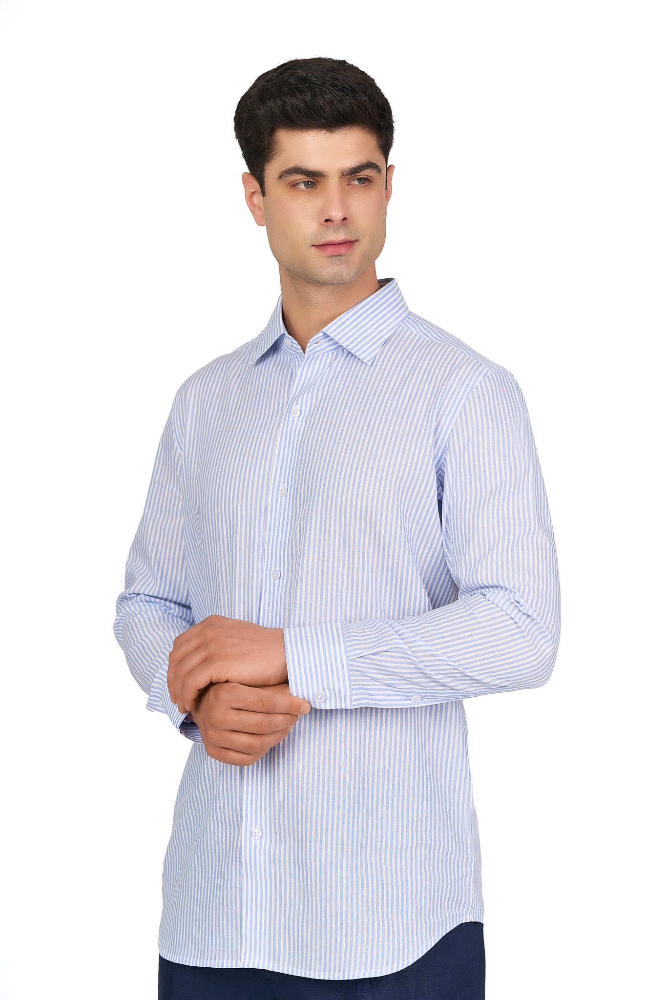 Light Blue Striped Linen Shirt