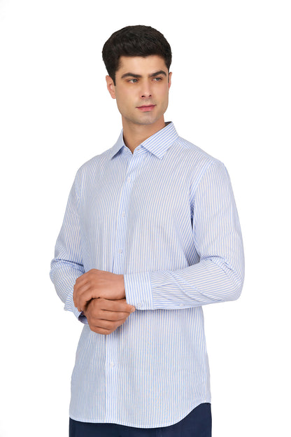 Light Blue Striped Linen Shirt