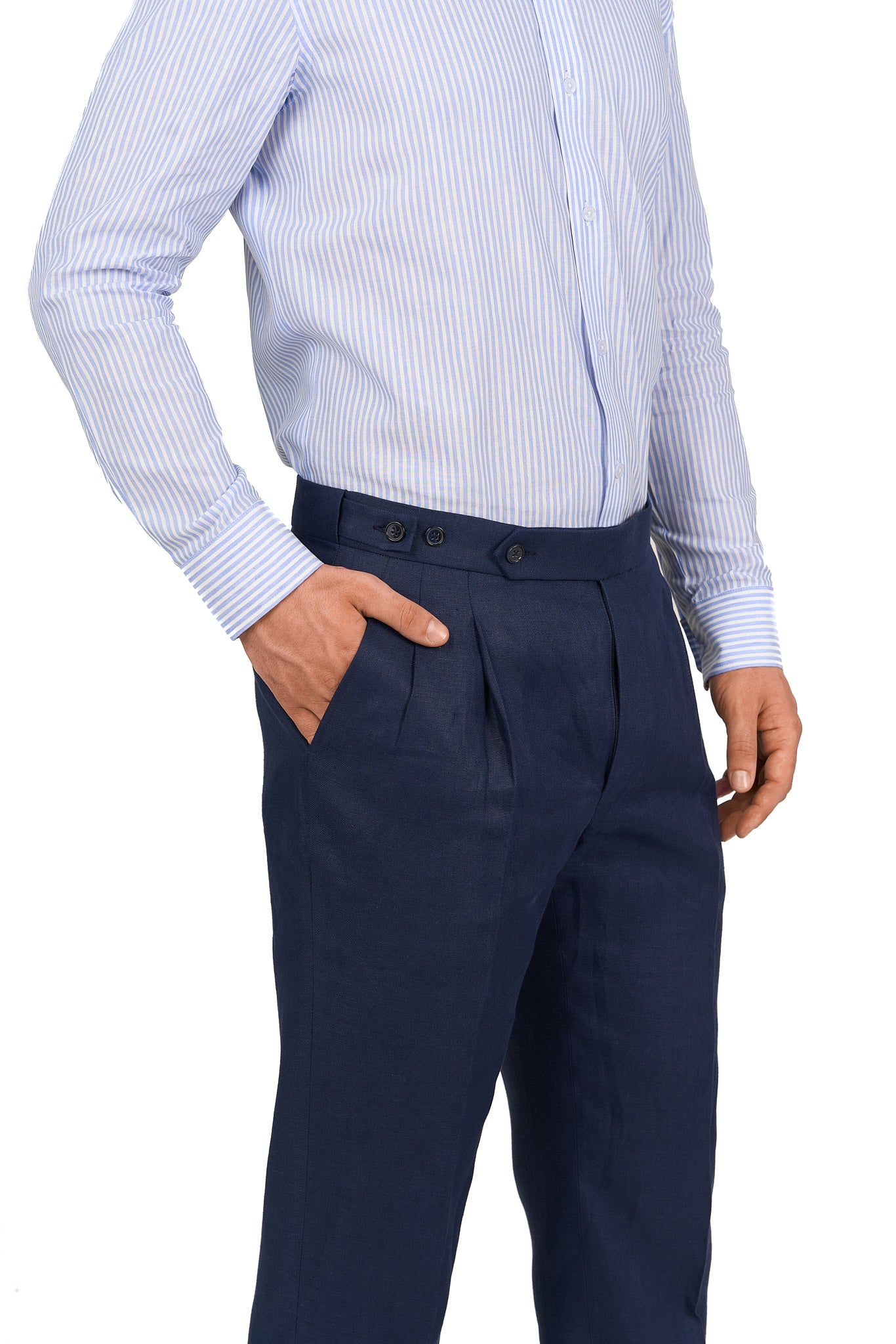 Navy Linen Double Breasted Suit