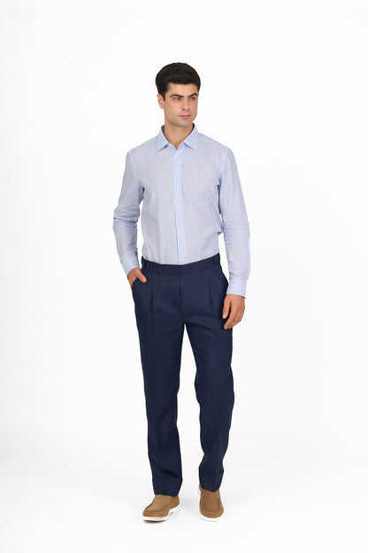 Navy Linen Double Breasted Suit