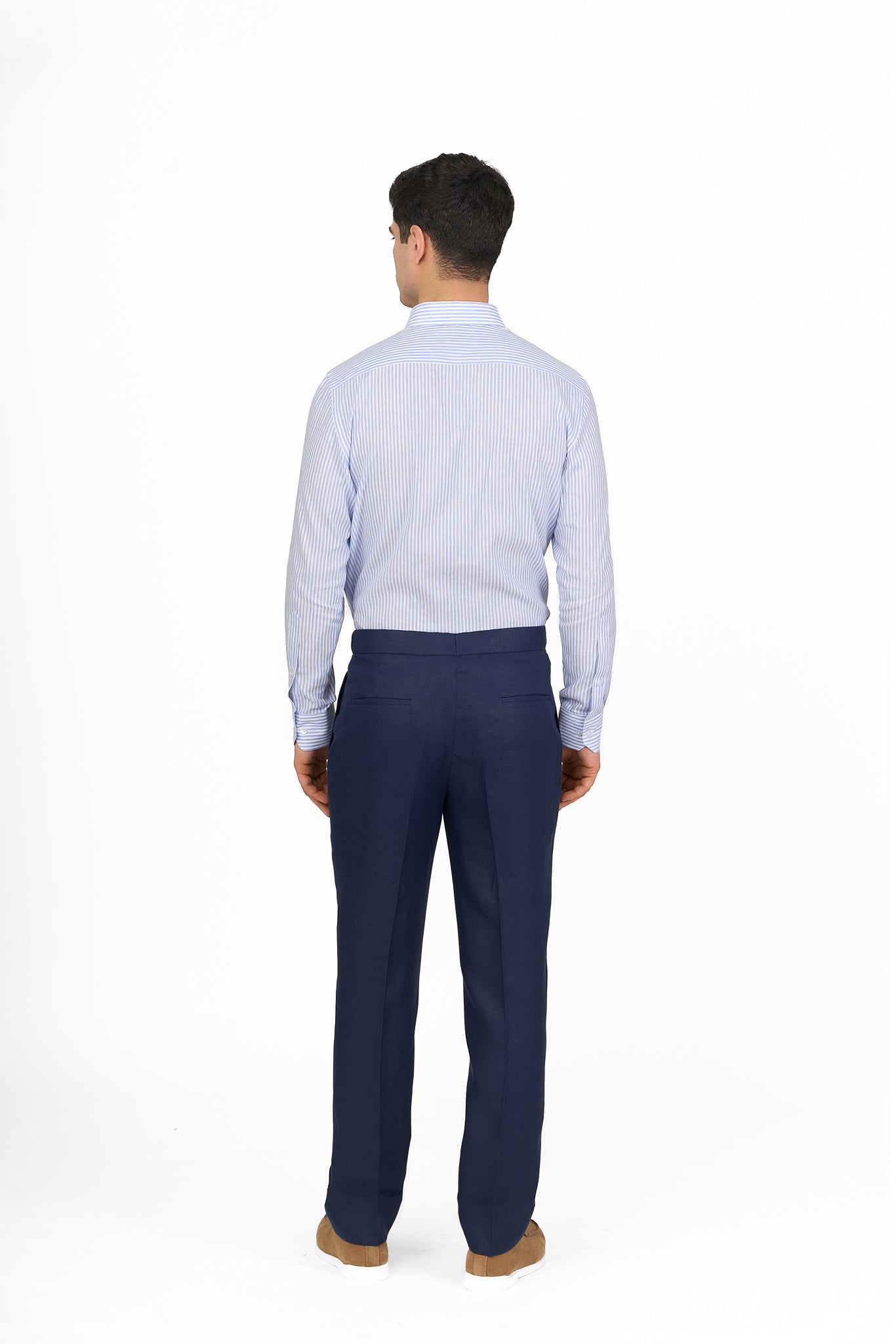 Navy Linen Double Breasted Suit