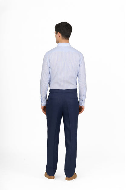 Navy Linen Double Breasted Suit