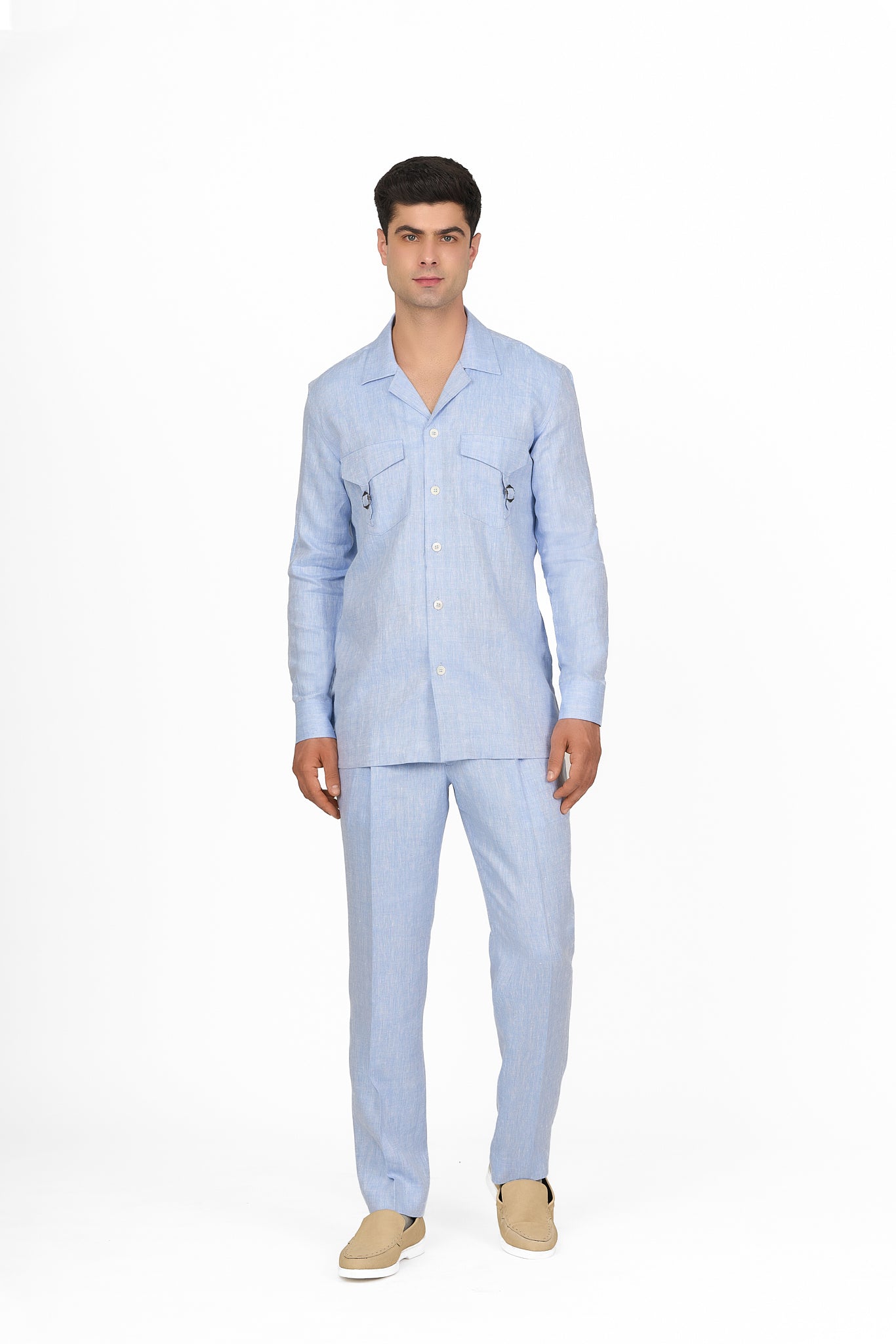 Chambray Light Blue Linen Co-Ord Set