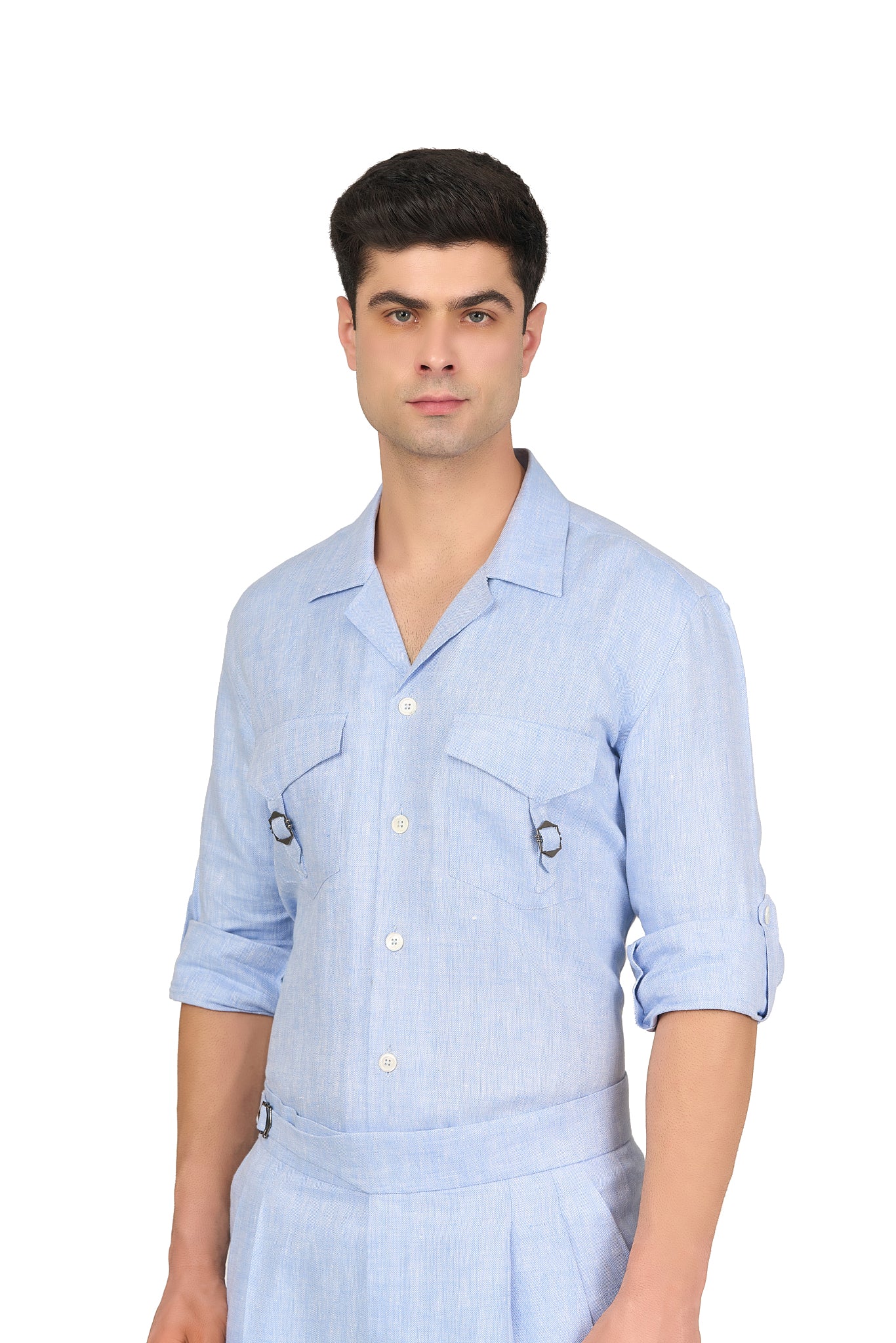 Chambray Light Blue Linen Co-Ord Set