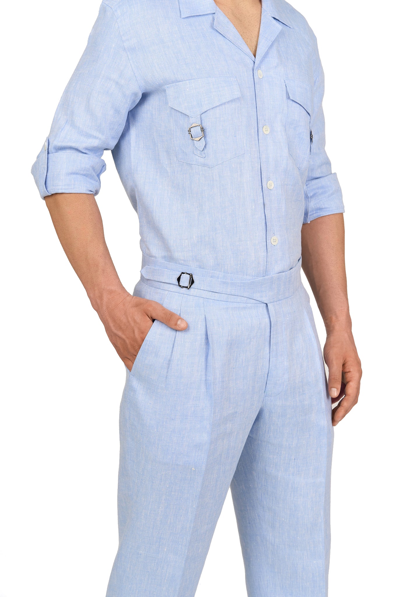 Chambray Light Blue Linen Co-Ord Set
