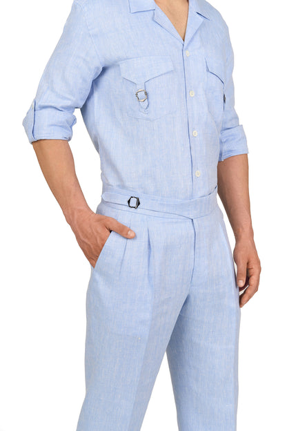 Chambray Light Blue Linen Co-Ord Set
