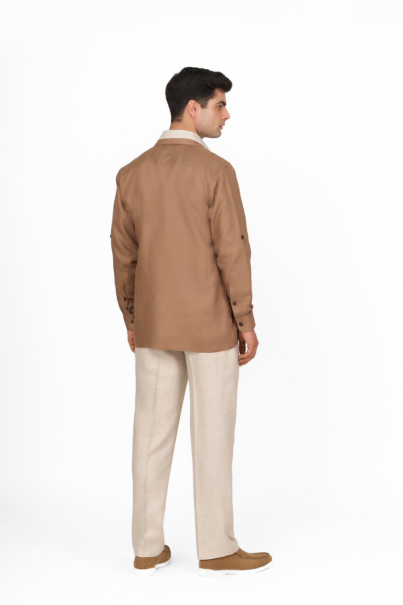 Camel Linen Utility Overshirt