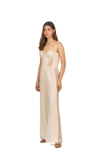 Sand Sweetheart Corset Linen Top