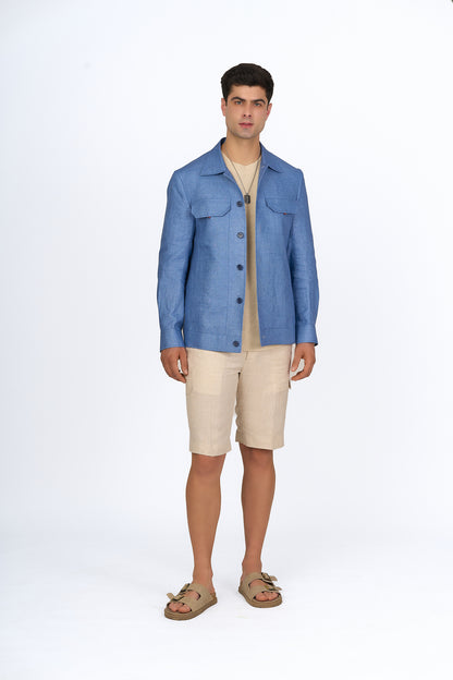 Blue Linen Shacket