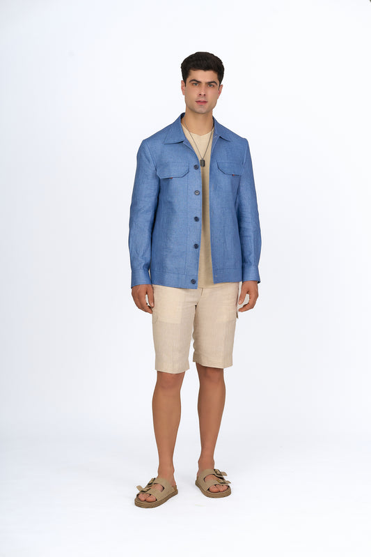 Blue Linen Shacket
