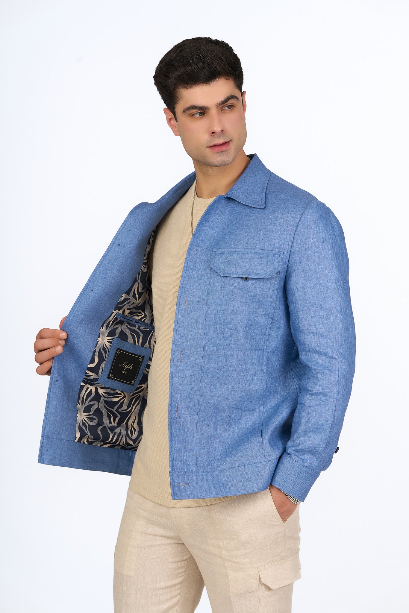 Blue Linen Shacket