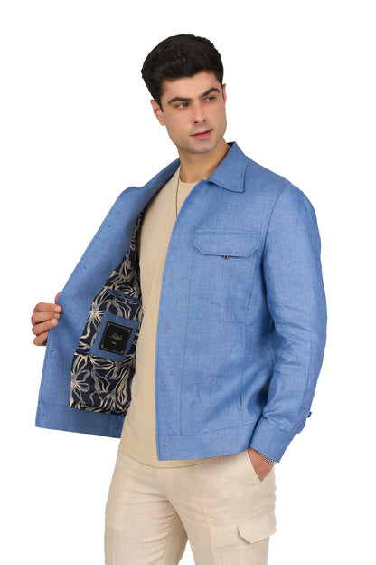 Blue Linen Shacket