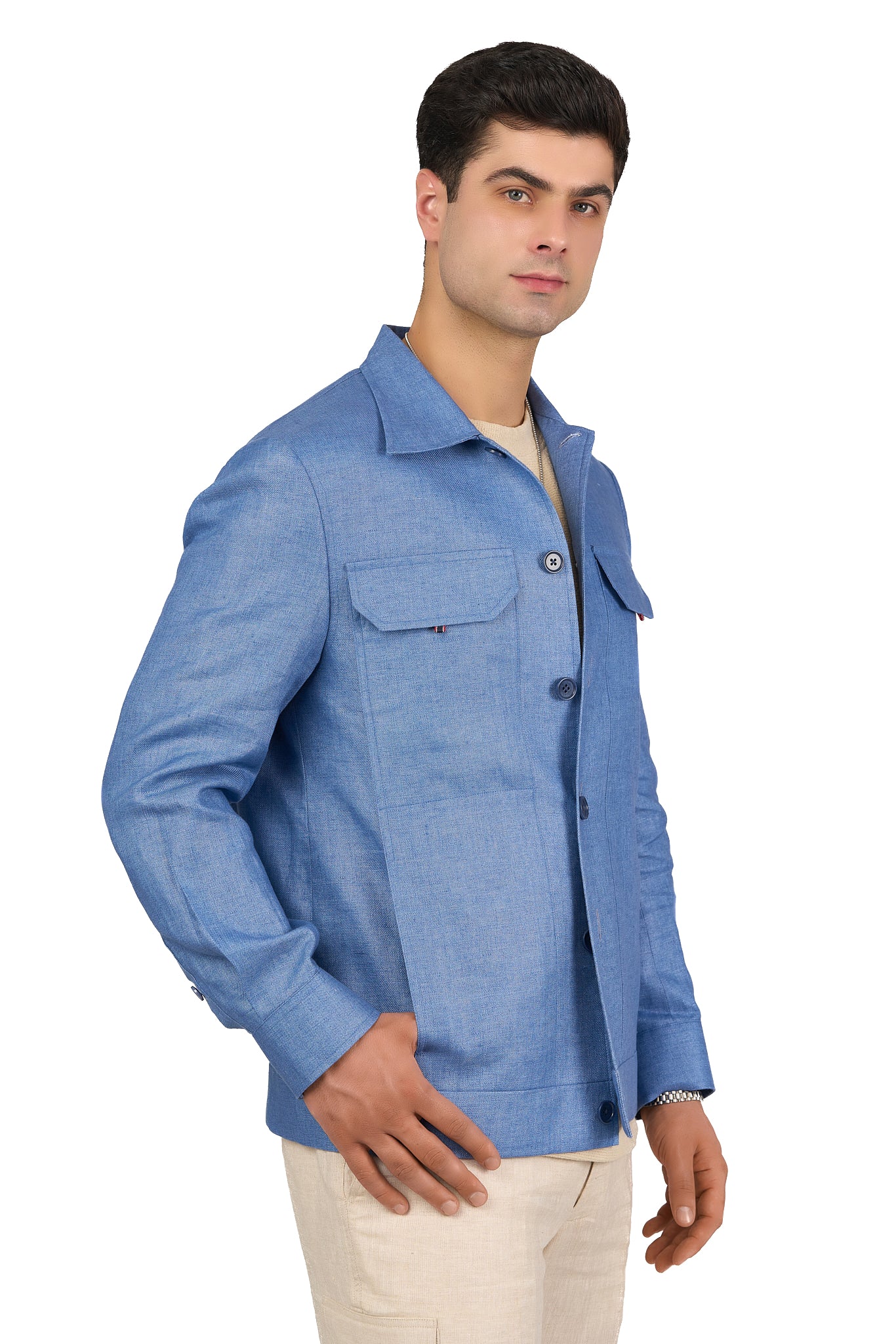 Blue Linen Shacket