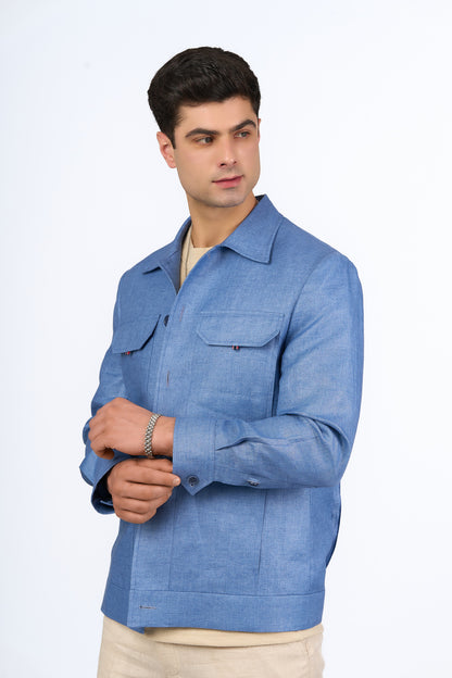 Blue Linen Shacket