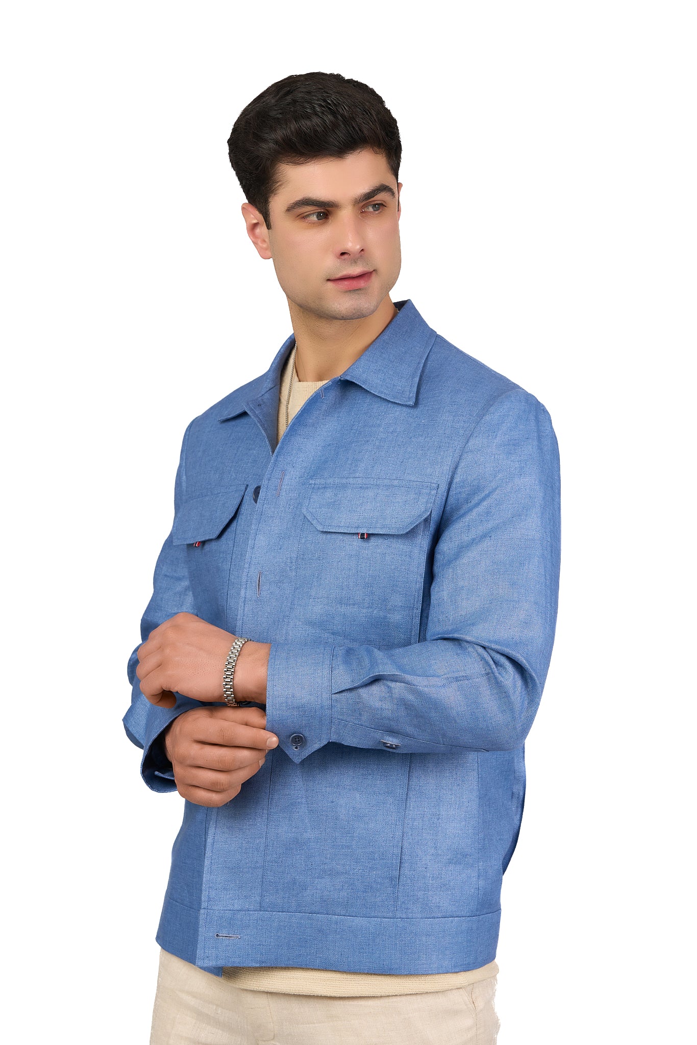 Blue Linen Shacket