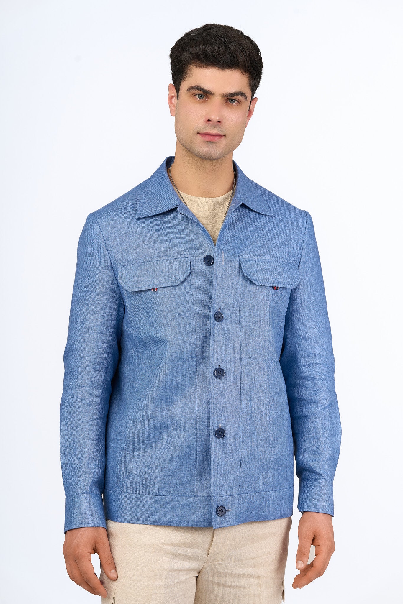 Blue Linen Shacket