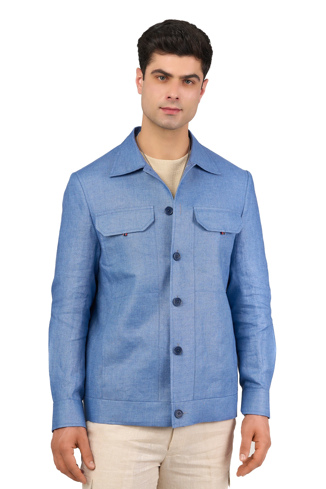 Blue Linen Shacket