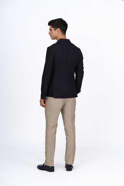 Midnight Blue Linen Utility Overshirt