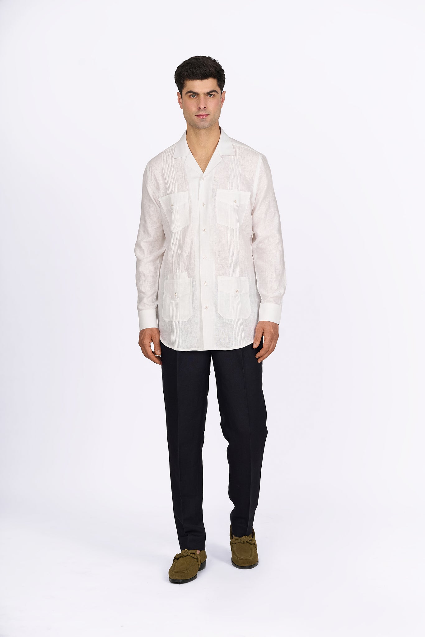 White Linen Utility Shirt